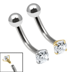 view all Titanium Internally Threaded Curved Bar 1.6mm - Titanium Claw Set Round Jewel body jewellery