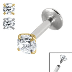 view all Titanium Internally Threaded Labrets 1.6mm - Titanium Claw Set Round Jewel body jewellery