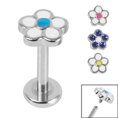 view all Titanium Internally Threaded Labrets 1.2mm - Steel Daisy Flower body jewellery