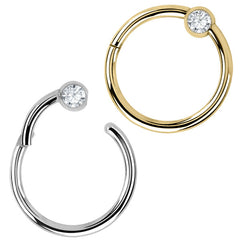 view all Steel Hinged Segment Ring with a Jewelled Ball (Clicker) body jewellery