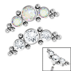 view all Titanium (Infinity) Bezel Set 3 Jewel Tribal Asia Crescent for Internal Thread shafts in 1.2mm body jewellery