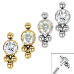 view all Titanium Bezel Set Single Jewelled Asia Top for Internal Thread shafts in 1.2mm body jewellery