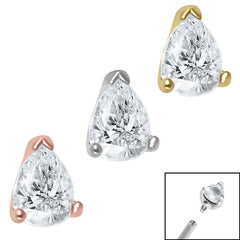 view all Steel Claw Set Jewelled Pear Cut for Internal Thread shafts in 1.2mm body jewellery