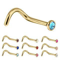 view all Gold Titanium Jewelled Nose Stud body jewellery