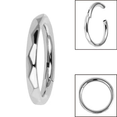 view all Titanium Diamond Faceted Pattern Hinged Edge Clicker Ring body jewellery