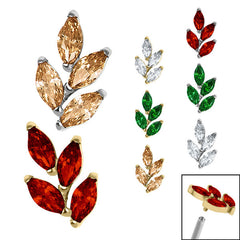 view all Titanium Claw Set Marquise Jewelled Leaf for Internal Thread Shafts in 1.2mm body jewellery