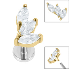 view all Titanium Internally Threaded Labrets 1.2mm - Steel Climbing Marquise Fan body jewellery