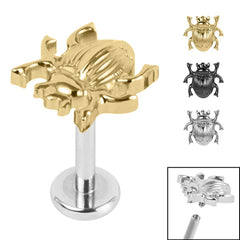 view all Titanium Internally Threaded Labrets 1.2mm - Titanium Scarab Beetle body jewellery