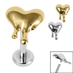 view all Titanium Internally Threaded Labrets 1.2mm - Titanium Melting Heart body jewellery