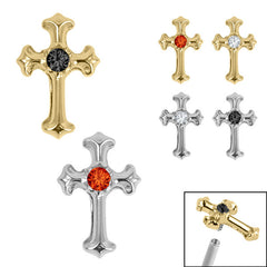 view all Titanium Claw Set Jewelled Cross Top for Internal Thread shafts in 1.2mm body jewellery