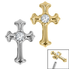 Titanium Claw Set Jewelled Cross Top for Internal Thread shafts in 1.2mm