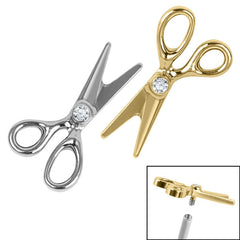 view all Titanium Bezel Set Jewelled Scissors Top for Internal Thread shafts in 1.2mm body jewellery