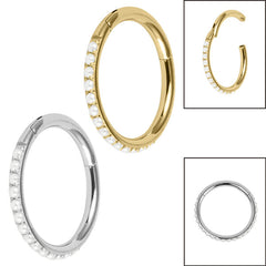 view all Titanium Pearl Edge Hinged Clicker Ring body jewellery