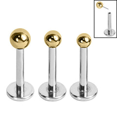 view all Titanium Threadless Labrets - Gold Titanium (Bend-fit) Balls body jewellery