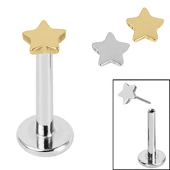view all Titanium Threadless Labrets - Titanium (Bend-fit) Star body jewellery