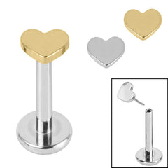 view all Titanium Threadless Labrets - Titanium (Bend-fit) Heart body jewellery