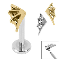 view all Titanium Internally Threaded Labrets 1.2mm - Titanium Spider Web body jewellery