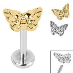 view all Titanium Internally Threaded Labrets 1.2mm - Titanium Owl Butterfly body jewellery