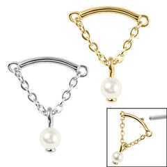 view all Steel Concealed Dangle Chain and Pearl Ball Top for Internal Thread shafts in 1.2mm body jewellery