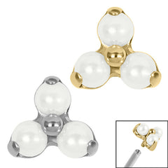 view all Titanium Claw Set Pearl Trinity Top for Internal Thread shafts in 1.2mm body jewellery
