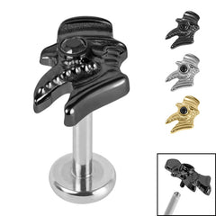 view all Titanium Internally Threaded Labrets 1.2mm - Titanium Jewelled Plague Doctor body jewellery