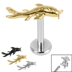 view all Titanium Internally Threaded Labrets 1.2mm - Titanium Koi Fish body jewellery