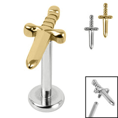view all Titanium Internally Threaded Labrets 1.2mm - Titanium Mini Dagger body jewellery