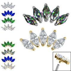 view all Titanium Claw Set 5 CZ Jewel Marquise Fan for Internal Thread shafts in 1.2mm body jewellery