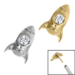 view all Titanium Threadless (Bend fit) Titanium Bezel Set Jewelled Rocket body jewellery