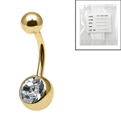 view all Sterile Gold Titanium Jewelled Belly Bars body jewellery