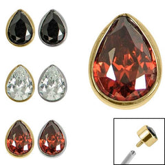 view all Titanium Bezel Set Jewelled Pear Top for Internal Thread shafts in 1.2mm body jewellery