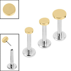 view all Titanium Threadless Labrets - Gold Titanium (Bend-fit) Disk body jewellery
