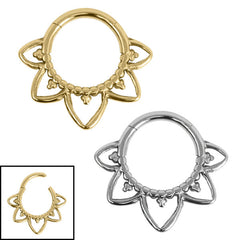 view all Titanium Petal Mandala Hinged Clicker Ring body jewellery