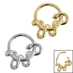 view all Titanium Coiled Snake Hinged Clicker Ring body jewellery