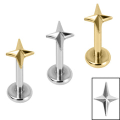view all Titanium Internally Threaded Labrets 1.2mm - Titanium Guiding Star body jewellery