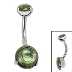 view all Belly Bar - Titanium Internal Thread Claw Set Double Abalone Shell body jewellery