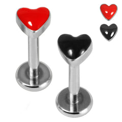 view all Titanium Internally Threaded Labrets 1.2mm - Steel Queen of Hearts body jewellery