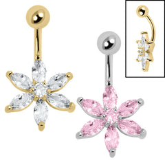 view all Belly Bar - Steel St Bernards Lily Flower body jewellery