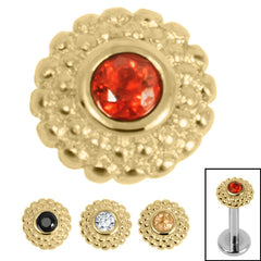view all Gold Steel Bezel Set Jewelled Asia Sunshine for Internal Thread shafts in 1.2mm body jewellery
