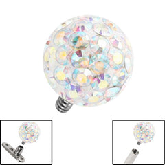 view all Smooth Glitzy Ball for Internal Thread shafts in 1.6mm. Also fits Dermal Anchor body jewellery