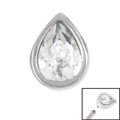 view all Steel Bezel Set Jewelled Pear for Internal Thread shafts in 1.2mm body jewellery