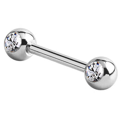 view all Steel Double Jewelled Nipple Bar - Front Facing Gems body jewellery