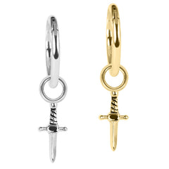 view all Steel Hinged Segment Ring with Steel Mini Dagger Charm body jewellery