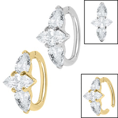 view all Steel Huggie Belly Clicker Ring - Leilani Marquise Trio body jewellery