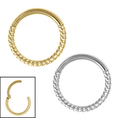 view all Steel Twisted Rope Hinged Clicker Ring body jewellery