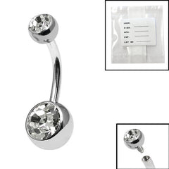 view all Sterile Titanium Internal Thread Double Jewelled Belly Bar body jewellery