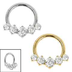 view all Titanium 5 Claw Set Jewel Hinged Clicker Ring body jewellery