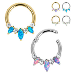 view all Titanium Anasia Claw Set Opal and Jewelled Hinged Ring (Clicker) body jewellery