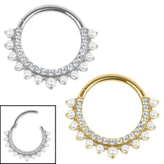 view all Titanium Arielle Pearl Hinged Ring body jewellery