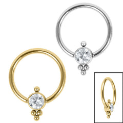 view all Titanium BCR with Titanium Clip In Bezel Set Single Jewelled Asia body jewellery